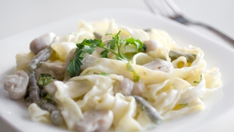 Fettuccine en sauce aux champignons express