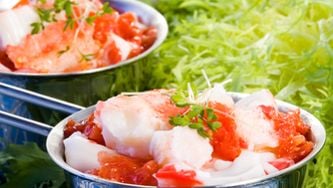 Salade de crabe, mangue et tofu mariné