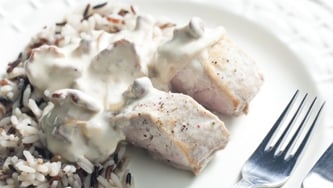 Sauce crémeuse, champignons et bacon