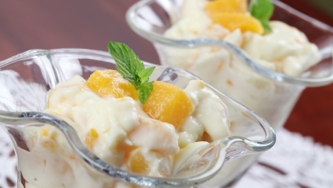 Tartare de mangue et d'amandes à l'eau de fleur d'oranger