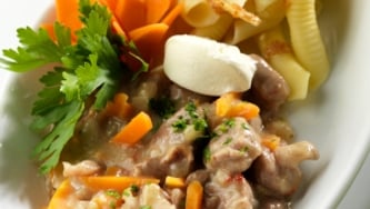 Émincé de veau aux épinards et au kaki