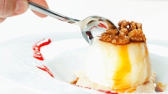 Crème à l'orange, sauce au vin mousseux Prosecco di Conegliano