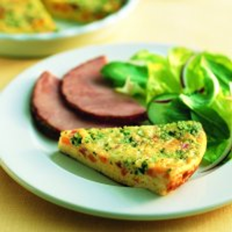 Frittata aux haricots noirs, au maïs et au poireau