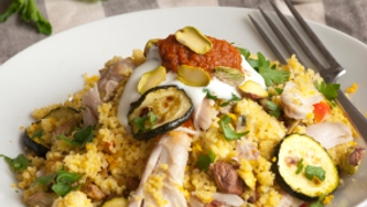 Couscous au poulet et aux saucisses merguez