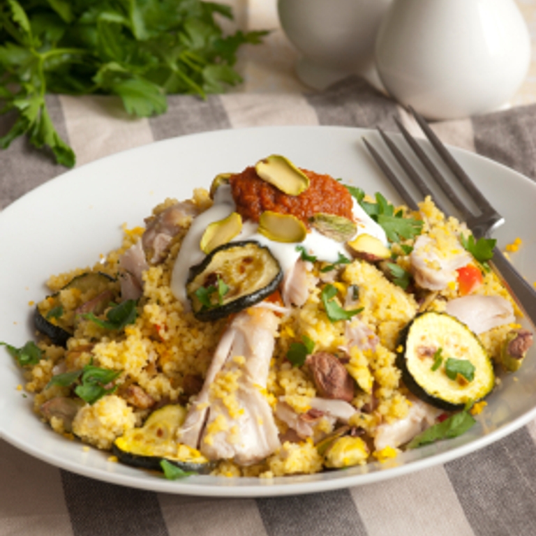 Couscous au poulet et aux saucisses merguez