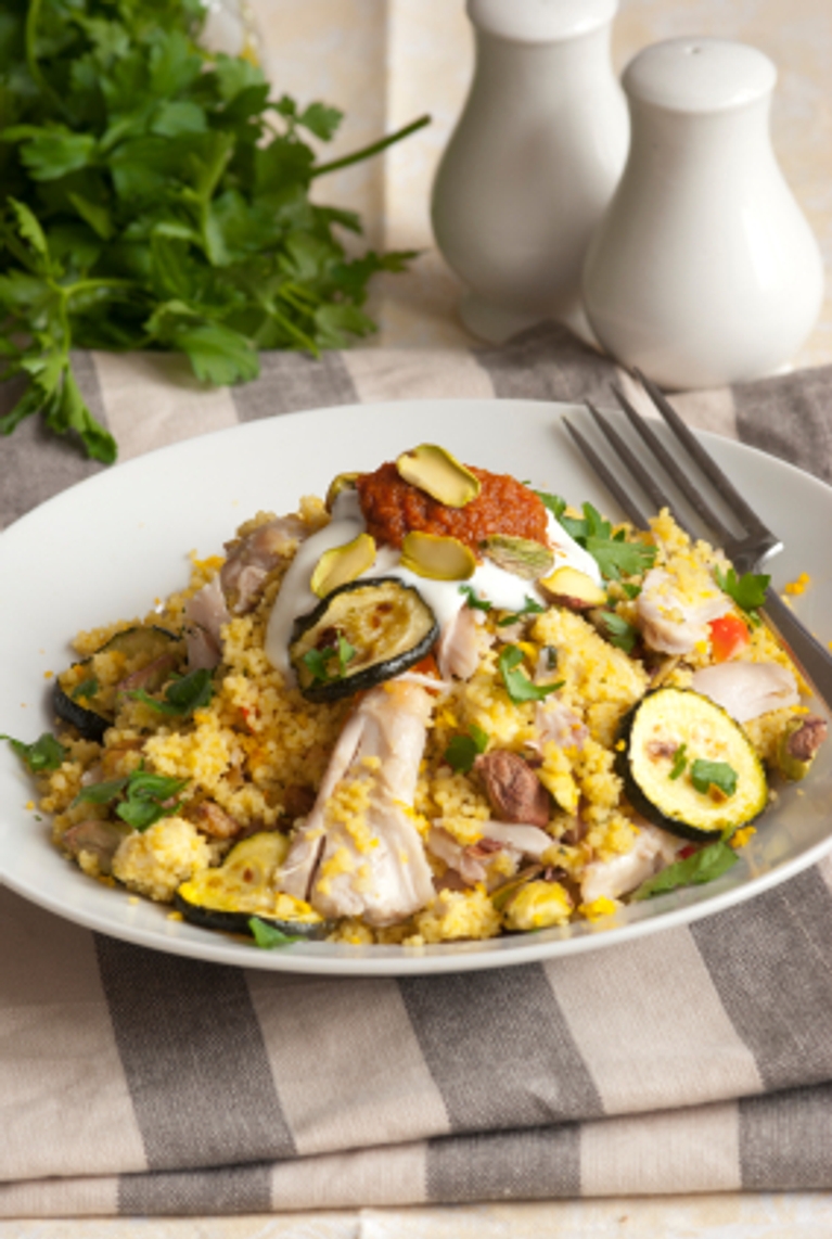 Couscous au poulet et aux saucisses merguez