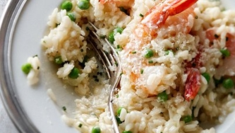 Risotto aux fruits de mer, aux petits pois et au persil