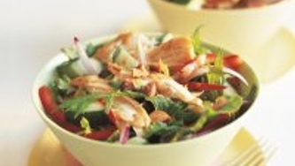 Salade de poulet, vinaigrette aux tomates séchées