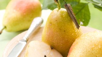 Tartare de poires aux crevettes, aux petits légumes et au couscous