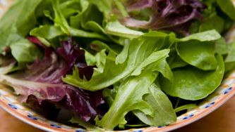 Salade de radicchio et d'épinards, vinaigrette aux pacanes rôties
