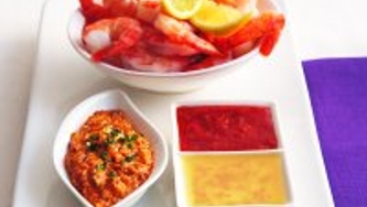 Crevettes aux trois sauces