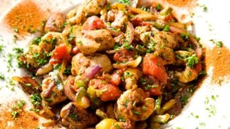 Poulet et crevettes à l'espagnole