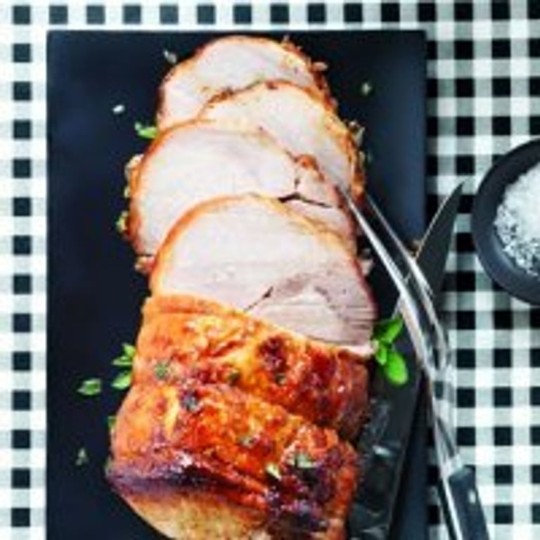 Rôti de porc glacé à la moutarde au miel