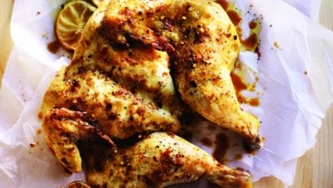 Poulet à la turque, grillé sous brique