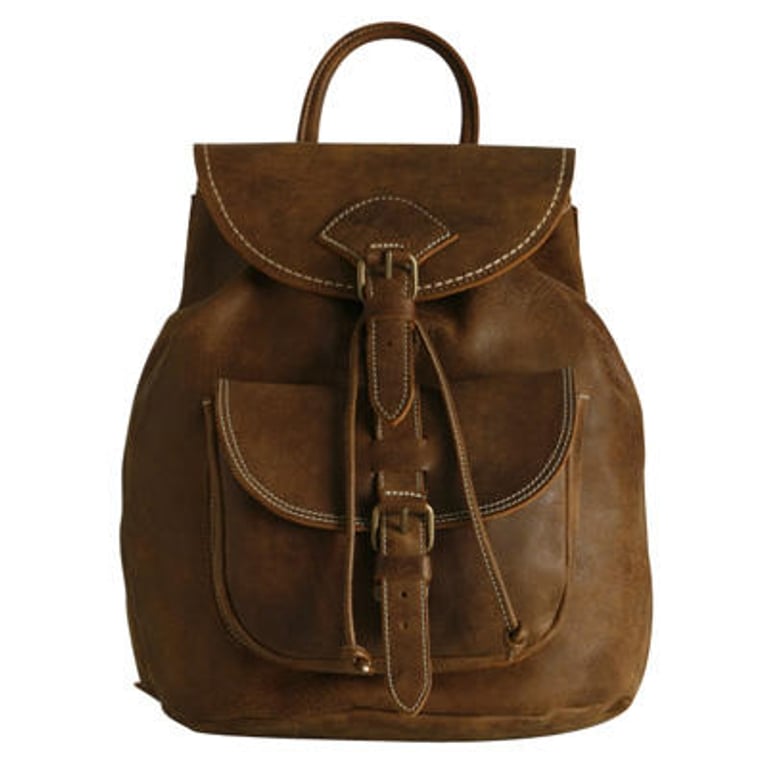 Sac à dos en cuir brun