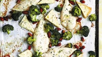 Poulet au citron, feta et brocoli