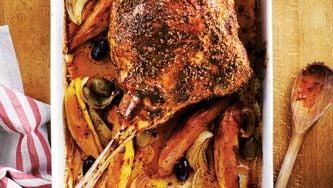 Gigot d'agneau et légumes caramélisés