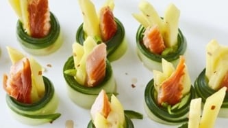 Bouchées de truite fumée et de mangue
