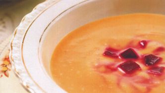 Lait de courge et brunoise de betteraves