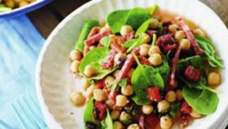 Pois chiches et épinards en salade
