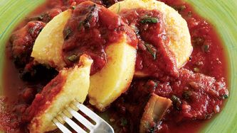 Polenta en sauce aux portobellos