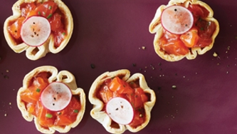 Tartare de truite saumonée en tartelette