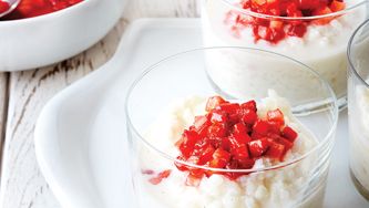 Riz au lait à la vanille et brunoise de fraises