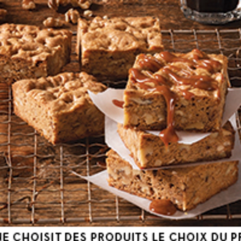Blondies au dulce  de leche et  aux noix de Grenoble