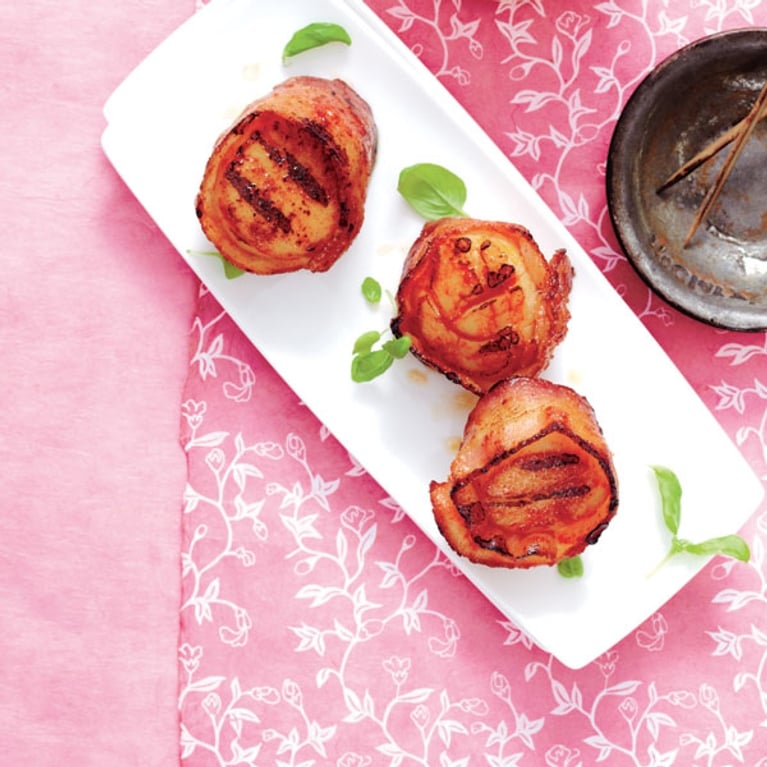 Pétoncles grillés au bacon & Barbotine aux litchis