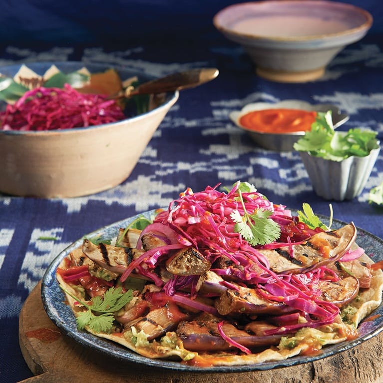Tacos végétariens à l’aubergine grillée