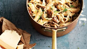 Penne au chou et aux champignons