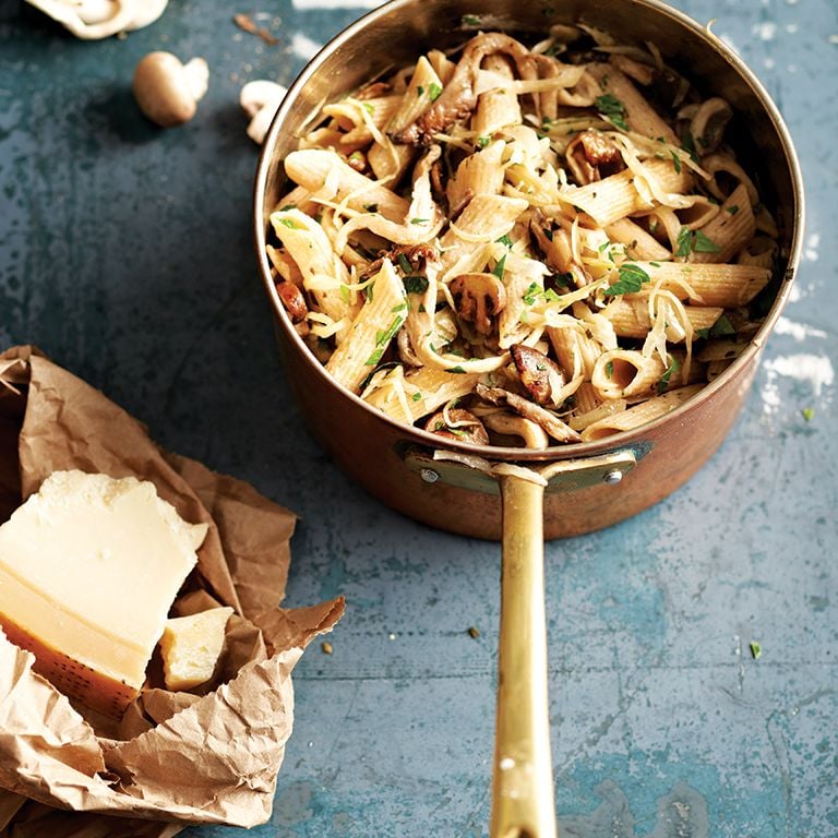 Penne au chou et aux champignons