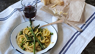Pâtes carbonara aux asperges