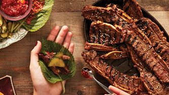 Kalbi (bouts de côtes de bœuf à la coréenne) et sauce ssamjang