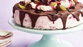 Gâteau au fromage glacé, style forêt-noire