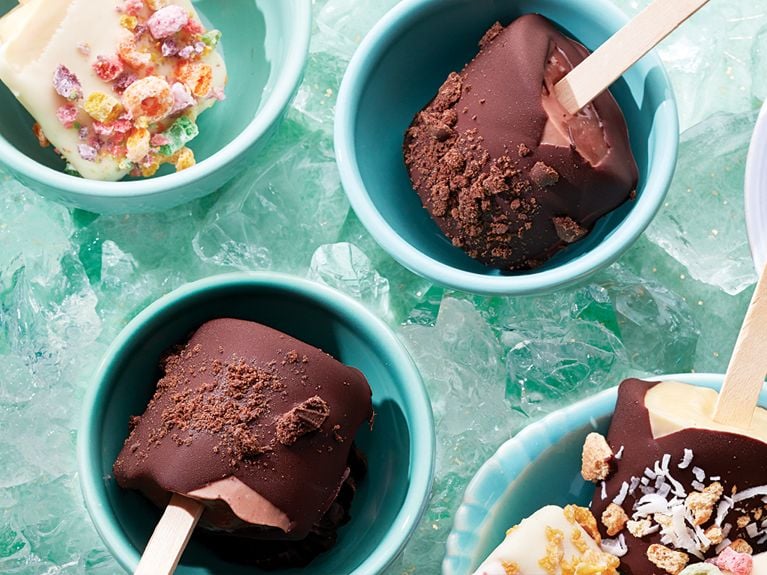 Sucettes glacées aux trois chocolats