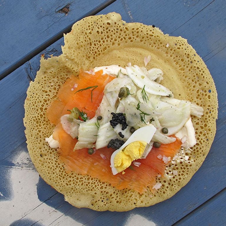 Ployes au saumon fumé