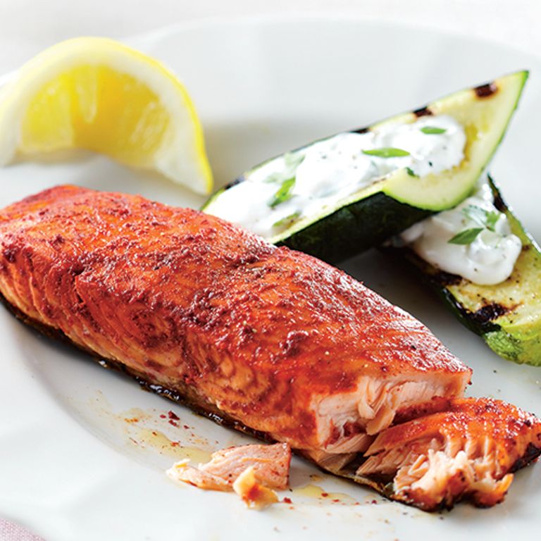 Saumon tandoori et courgettes garnies