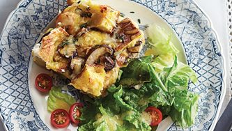 Strata au fromage et aux champignons