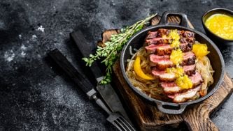 Canard croustillant, sauce aux clémentines