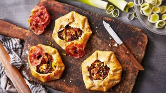 Tartelettes au poireau et à la pancetta