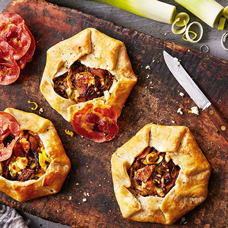 Tartelettes au poireau et à la pancetta