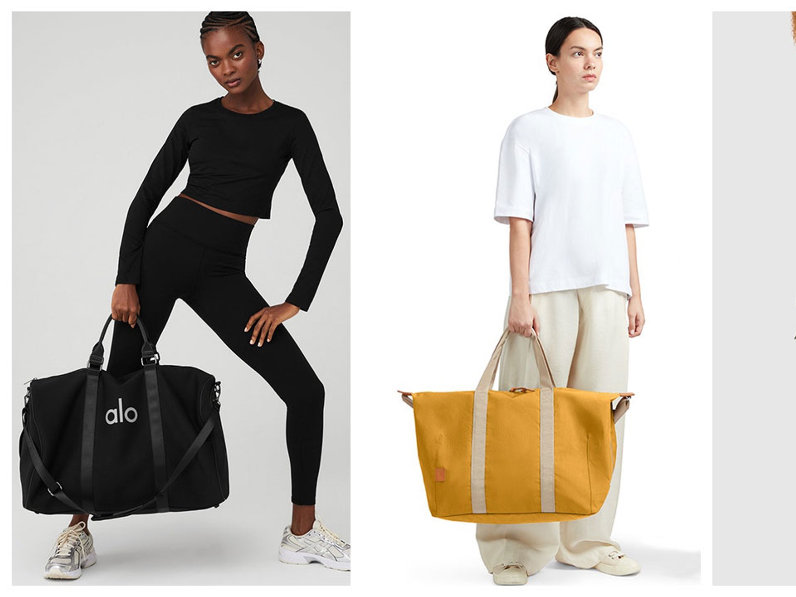 Grand Sac Week-end DSW En Nylon Noir Et Beige – Cabas De Sport Avec Compartiment Chaussures, Neuf Avec étiquettes