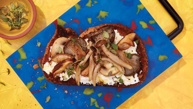 Tartine aux champignons et à la ricotta