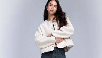 Simons - Veste carrée et moutonnée