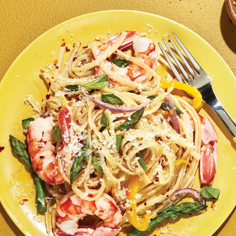 Pâtes primavera aux crevettes